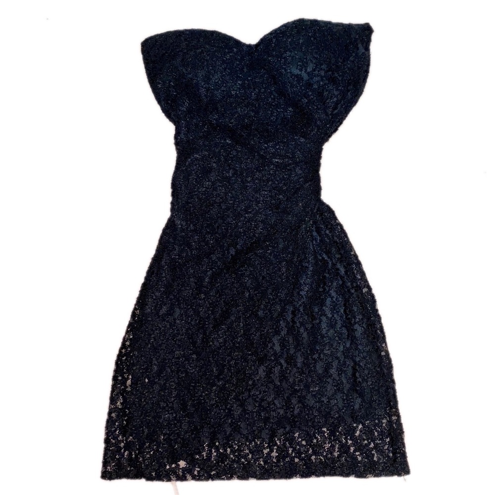 Faust Couture French Strapless Lace Black Dress
